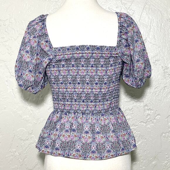 J CREW SMOCKED SQUARE-NECK ORGANIC COTTON LIBERTY PRINT SZ M - Picture 6 of 9